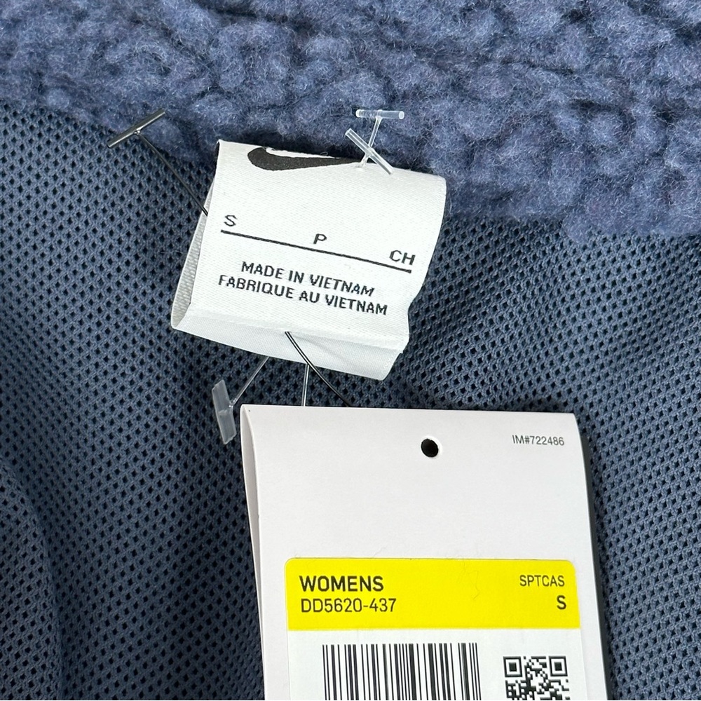 NIKE teddy bear fleece JACKET sports casual athletic blue white zipper NEW S - Picture 7 of 10